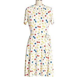 Mod Cloth White Retro Cherry Mock it Til You Try it Dress - Size XL - NWT